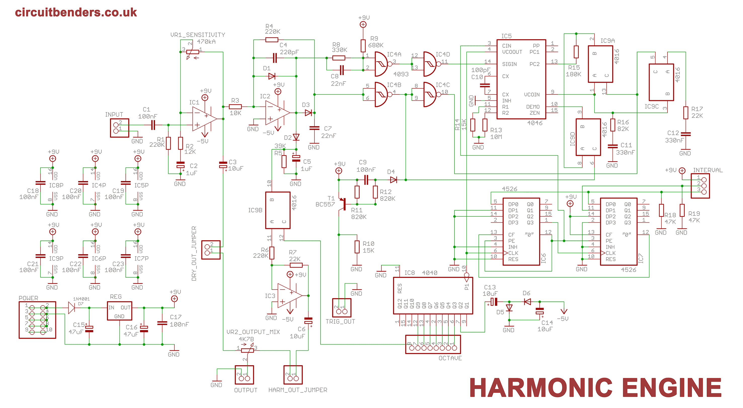 HARMONIC ENGINE E&MM Harmony Generator clone PCB from Circuitbenders